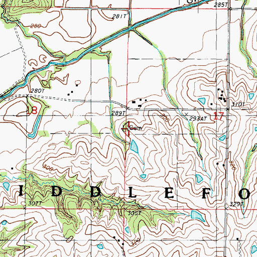 Topographic Map of Smithton Cemetery, MO
