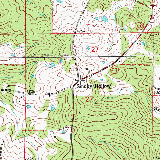 Topographic Map of Smoky Hollow, MO