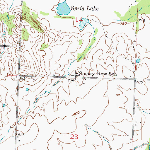 Topographic Map of Smoky Row School (historical), MO
