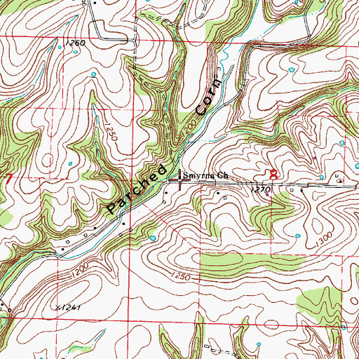 Topographic Map of Smyrna Church, MO