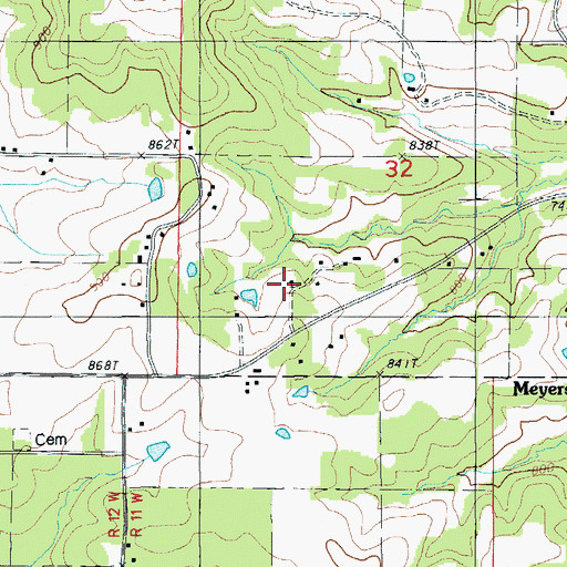 Topographic Map of Smyrna Church, MO