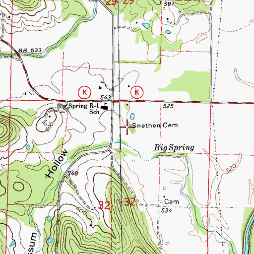 Topographic Map of Snethen Cemetery, MO