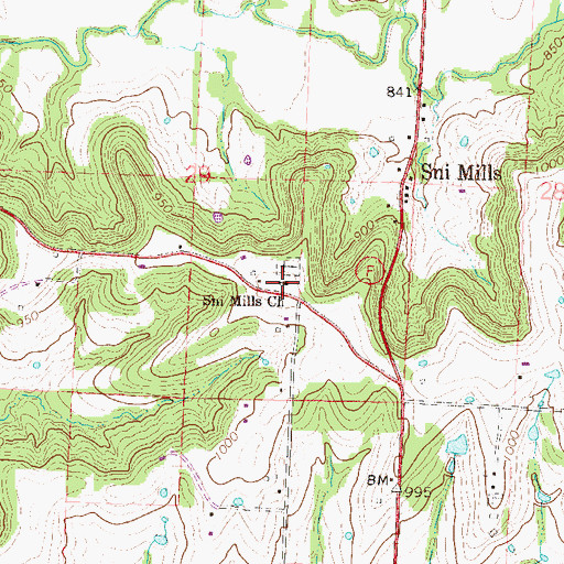 Topographic Map of Sni Mills Church, MO