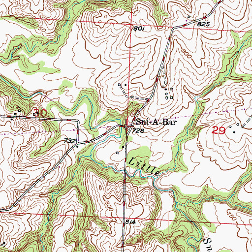 Topographic Map of Sni-A-Bar, MO