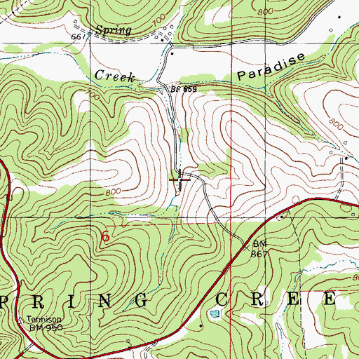 Topographic Map of Snodgrass School, MO
