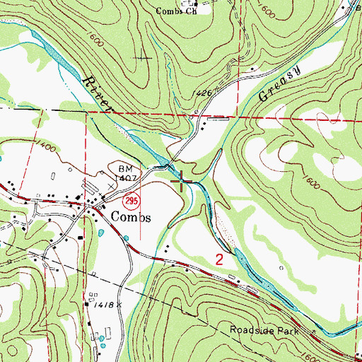 Topographic Map of Mill Creek, AR