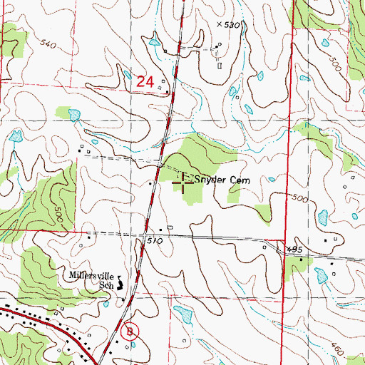 Topographic Map of Snyder Cemetery, MO