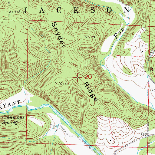 Topographic Map of Snyder Ridge, MO