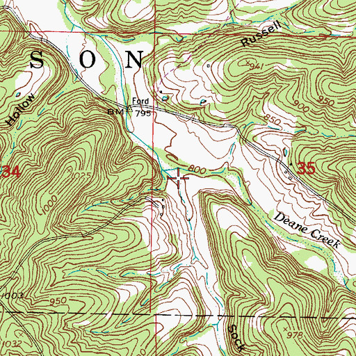 Topographic Map of Sock Hollow, MO
