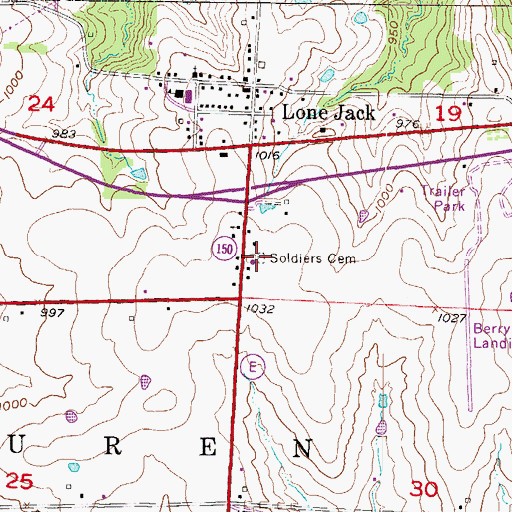 Topographic Map of Soldiers Cemetery, MO