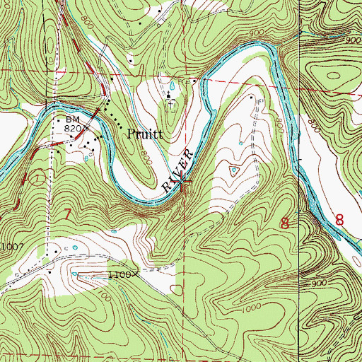Topographic Map of Mill Creek, AR