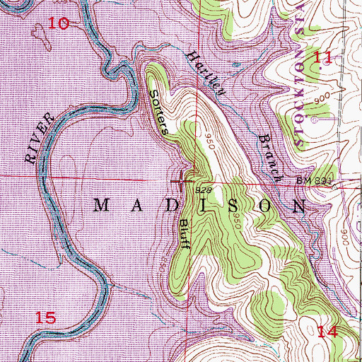 Topographic Map of Sorters Bluff, MO