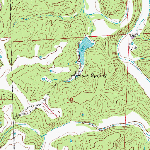 Topographic Map of Sour Spring, MO