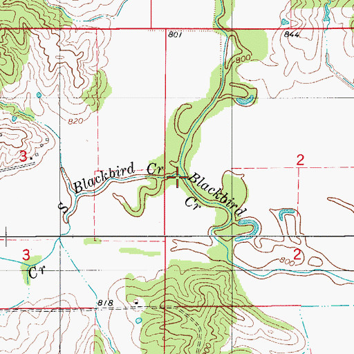 Topographic Map of South Blackbird Creek, MO