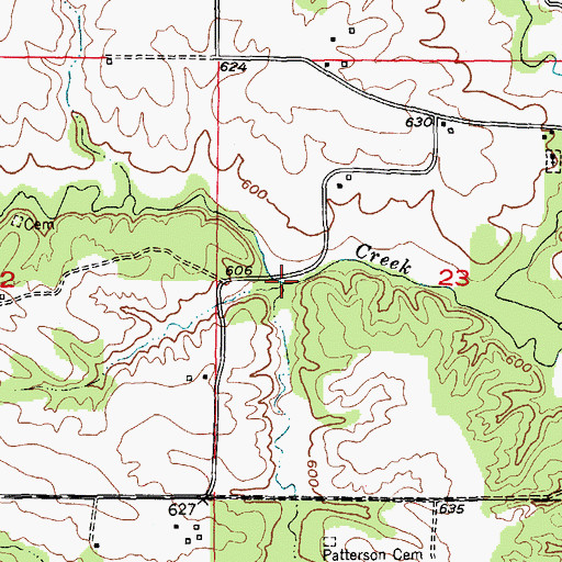 Topographic Map of South Branch Little Sugar Creek, MO
