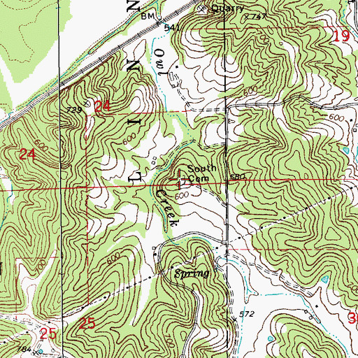 Topographic Map of South Cemetery, MO