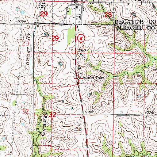 Topographic Map of South Cemetery, MO