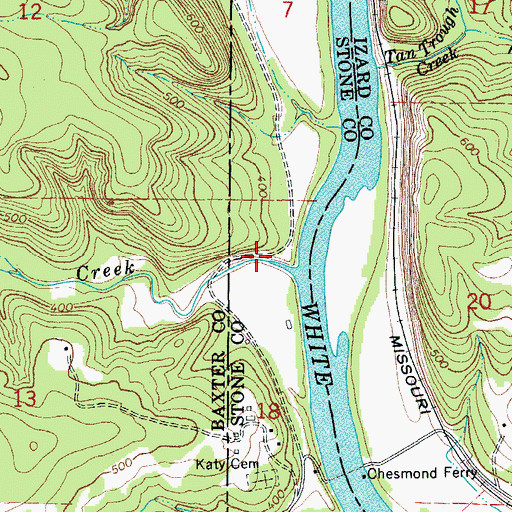 Topographic Map of Mill Creek, AR