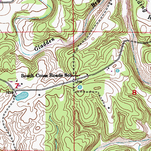 Topographic Map of South Cross Roads School, MO
