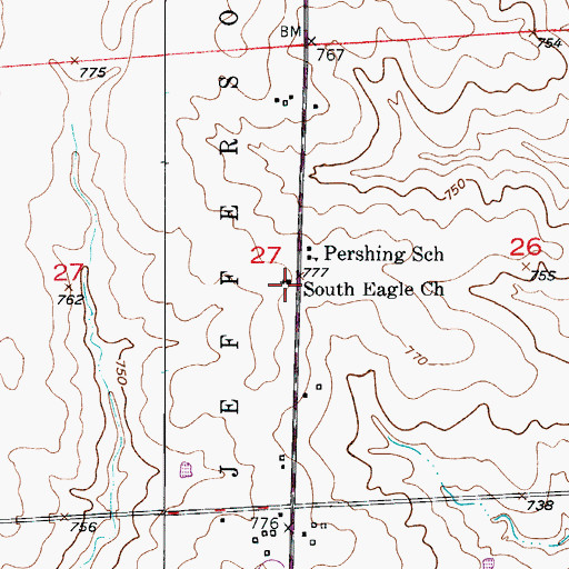 Topographic Map of South Eagle Church, MO