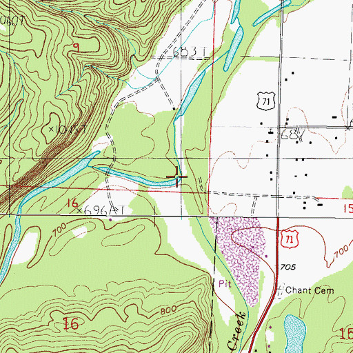 Topographic Map of Mill Creek, AR