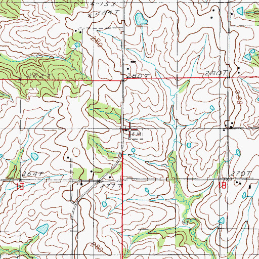 Topographic Map of South Evans Church, MO