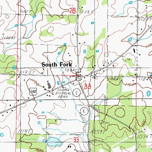 Topographic Map of South Fork, MO