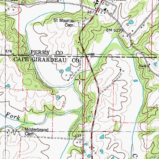 Topographic Map of South Fork Apple Creek, MO