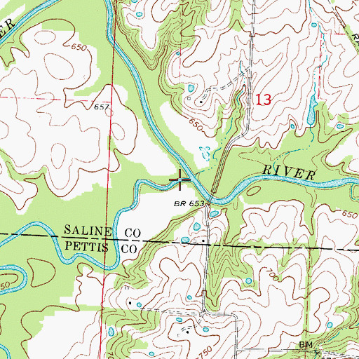 Topographic Map of South Fork Blackwater River, MO