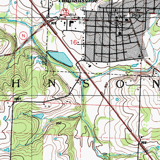 Topographic Map of South Fork Brush Creek, MO