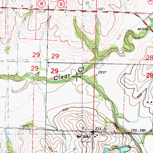 Topographic Map of South Fork Clear Creek, MO