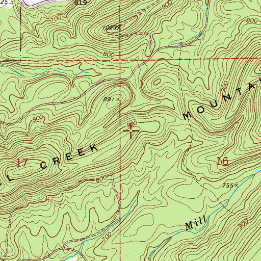 Topographic Map of Mill Creek Mountain, AR