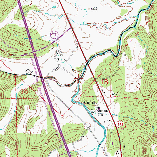 Topographic Map of South Fork Isle du Bois Creek, MO