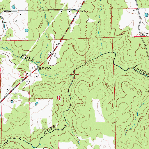 Topographic Map of South Fork Jonca Creek, MO