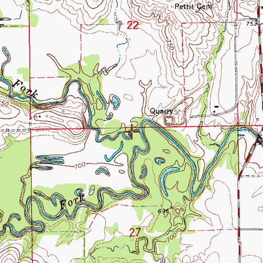 Topographic Map of South Fork Middle Fabius River, MO