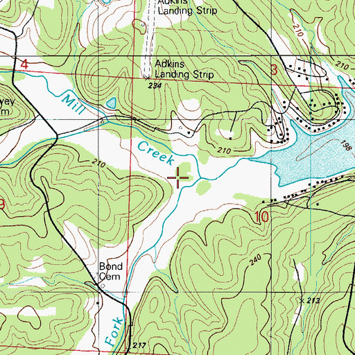 Topographic Map of South Fork Mill Creek, MO