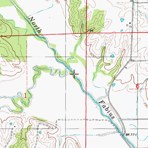 Topographic Map of South Fork North Fabius River, MO