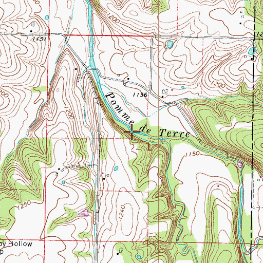Topographic Map of South Fork Pomme de Terre River, MO