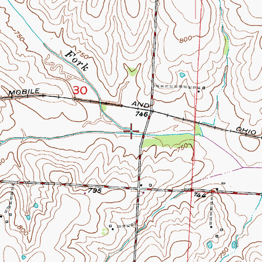 Topographic Map of South Fork Salt Fork, MO