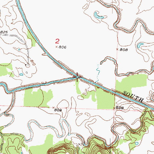 Topographic Map of South Fork South Grand River, MO