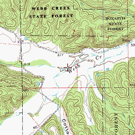 Topographic Map of South Fork Webb Creek, MO