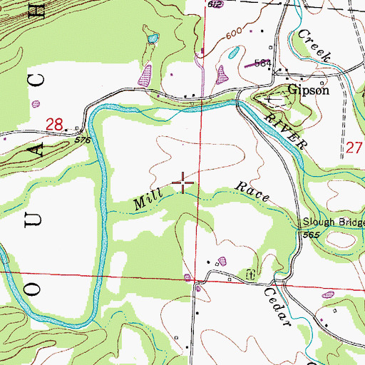 Topographic Map of Mill Race, AR