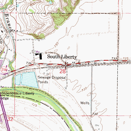 Topographic Map of South Liberty, MO