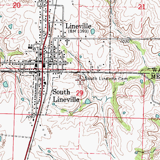 Topographic Map of South Lineville Cemetery, MO