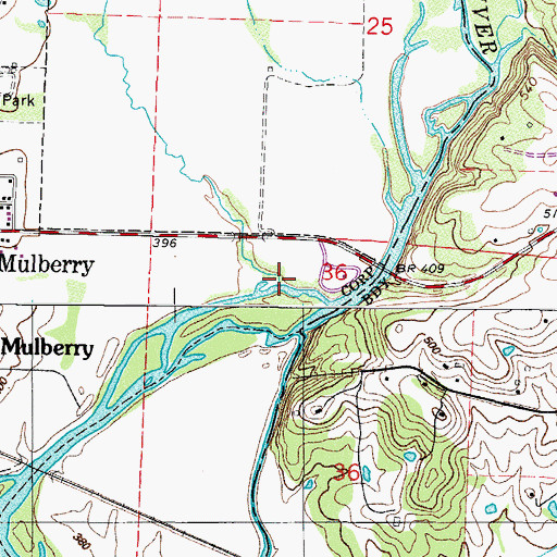 Topographic Map of Miller Branch, AR