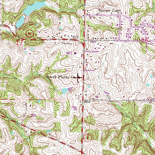 Topographic Map of South Platte Church, MO