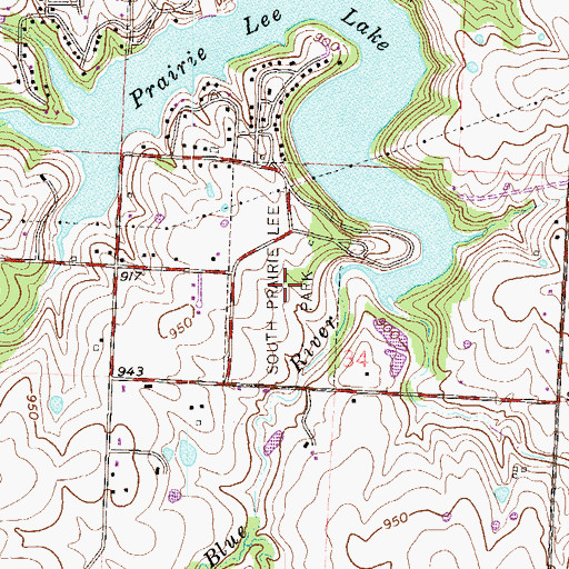 Topographic Map of South Prairie Lee Park, MO