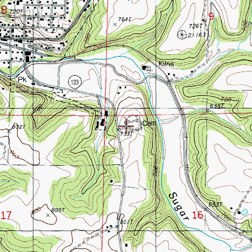 Topographic Map of South Side Cemetery, MO