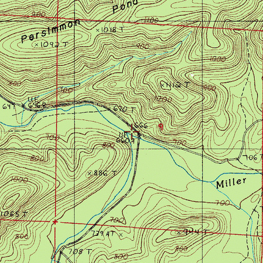 Topographic Map of Miller Ranch Creek, AR