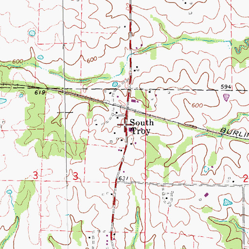 Topographic Map of South Troy, MO